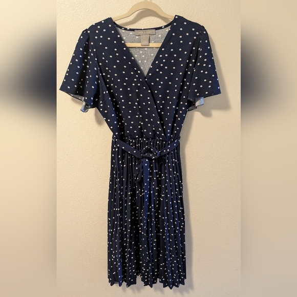Lark + Grey Dresses & Skirts - Lark & Grey Blue and White Pleated Midi Dress